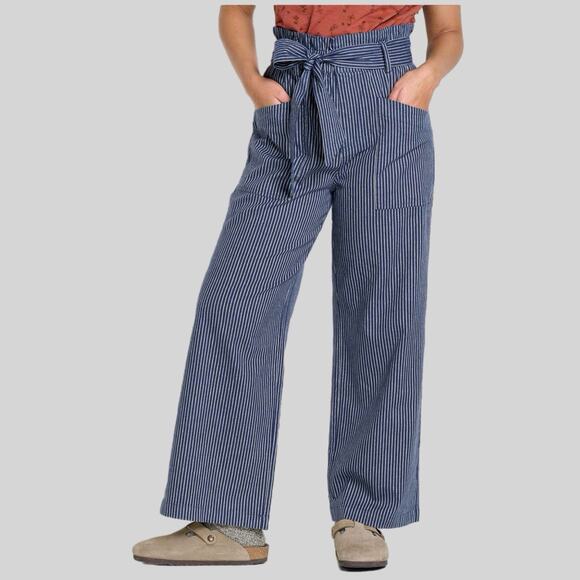 Toad&Co Pants - Toad & Co Tarn Trouser Women's M Hemp Blend Paper Bag Wide Leg Pants Belted